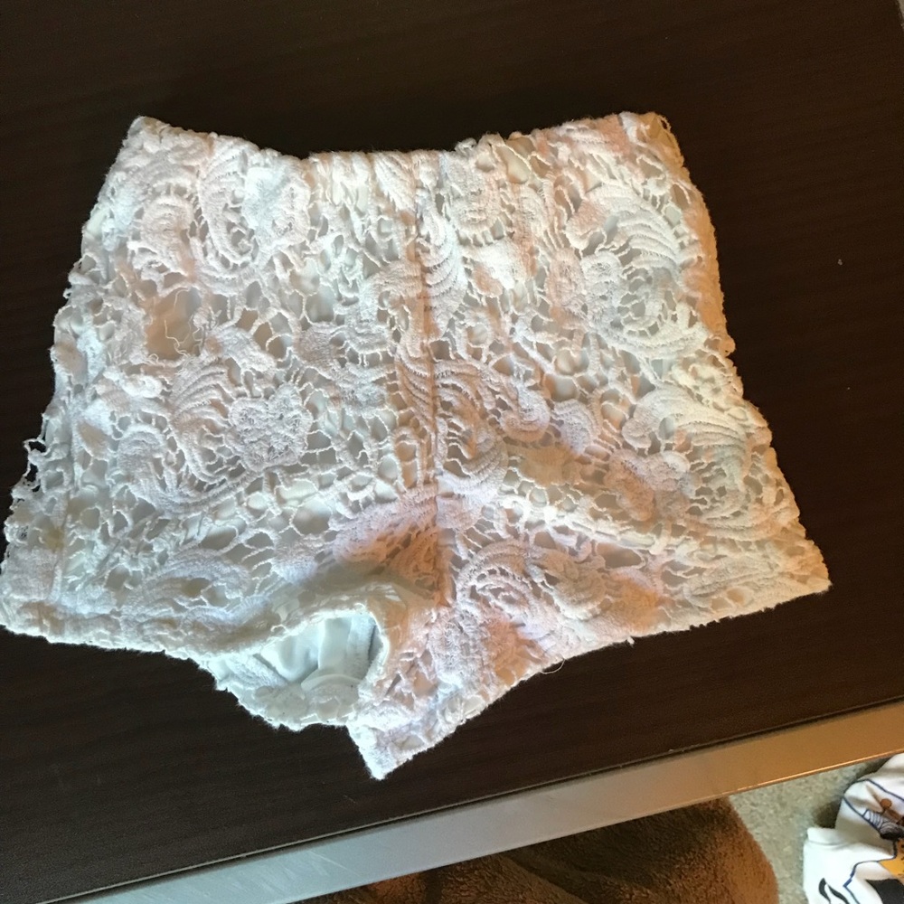 White Crochet Shorts